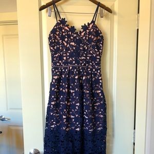 Self Portrait Style Dress in Navy Blue